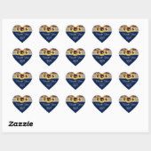Navy Blue Sunflower Wood Burlap Lace Hart Sticker (Vel)