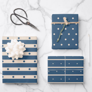 Navy Blue Tan Beige Gifts voor hem Inpakpapier Vel