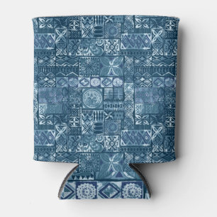Navy Blue Tapa: Tribal Fabric Abstract Blikjeskoeler