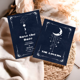 Navy Blue Tarot De Geliefden Trouwen Save The Date