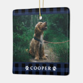 Navy Blue Tartan Pset Dog Foto Ornament (Links)