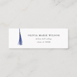 Navy Blue Tassel Afstuderen Naam Kaart Mini Visitekaartje