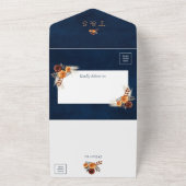 Navy Blue Terracotta QR-code All in One Bruiloft Uitnodiging (Buitenkant)