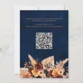 Navy Blue & Terracotta QR Code Save The Date Kaart (Achterkant)