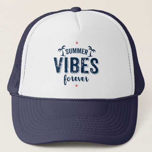 Navy Blue Text Design Summer Vibes Forever Trucker Pet (Voorkant)
