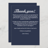 Navy Blue Timeless Elegance Hartelijk dank Bedankkaart (Voorkant / Achterkant)
