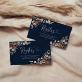 Navy Blue Tiny Wildflower Baby shower Registry Informatiekaartje