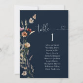 Navy Blue Tiny Wildflower Tafel Zitkaart Kaart (Voorkant)