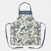 Navy Blue Toile Gepersonaliseerd Shabby Chic Schort (Voorkant)
