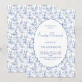 Navy Blue Toile Paasbrunch Kaart (Voorkant / Achterkant)