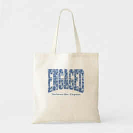 Navy Blue Toile Verloving Bruidsfeest Borrel Feest Tote Bag