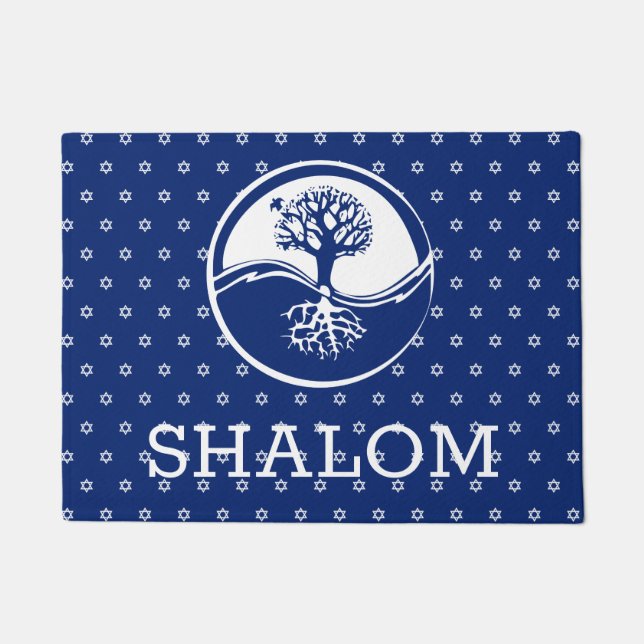 Navy Blue Tree of Life Star van David Shalom Deurmat (Voorkant)
