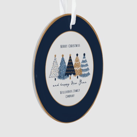 Navy Blue Trees Nom du texte Fêtes de Noël moderne (devant)