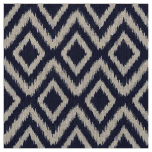 Navy Blue Tribal Ikat Chevron Stof