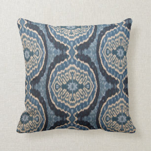 Navy Blue Tribal Ikat Kussen