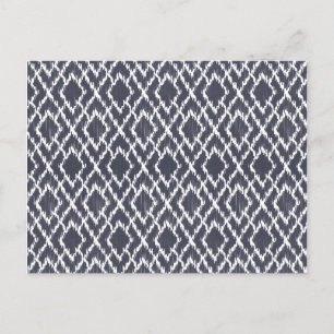Navy Blue Tribal Print Ikat Geo Diamond Patroon Briefkaart