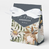 Navy blue tropical modern elegant: de heer en mevr bedankdoosjes (Voorkant Zijde)