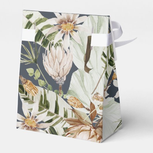 Navy blue tropical modern elegant: de heer en mevr bedankdoosjes (Achterkant)