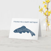 Navy Blue Trout Fish Custom Message Birthday Kaart (Gele Bloem)