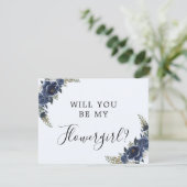 Navy Blue Tu seras ma fille de fleurs Carte (Debout devant)