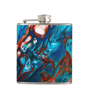 Navy Blue Turquoise Copper Flask Heupfles