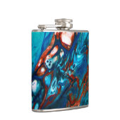 Navy Blue Turquoise Copper Flask Heupfles (Rechts)
