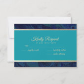 Navy Blue Turquoise Wedding RSVP Kaarten (Voorkant)