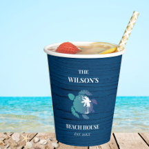 Navy Blue Turtle Rustiek Hout Familie Strandhuis