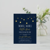 Navy Blue Twinkle Little Star Baby shower Folie Uitnodiging Briefkaart (Staand Voorkant)