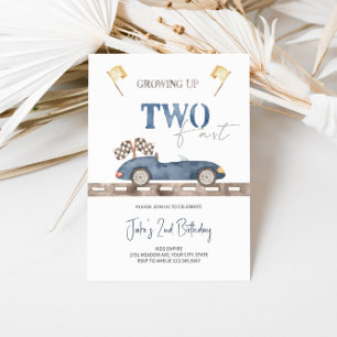 Navy Blue Two Fast Race Auto Verjaardag uitnodigin Kaart