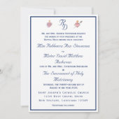 Navy-Blue Two Hearts Catholic Wedding Invitation (Devant)