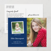 Navy Blue Two Photo Graduparty Briefkaart (Voorkant / Achterkant)