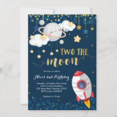 Navy Blue Two the Moon Boy Invitation Anniversaire (Devant)