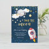 Navy Blue Two the Moon Boy Invitation Anniversaire (Debout devant)