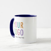 Navy Blue Two Tone Mug Business Logo Nom de l'empl (Devant gauche)