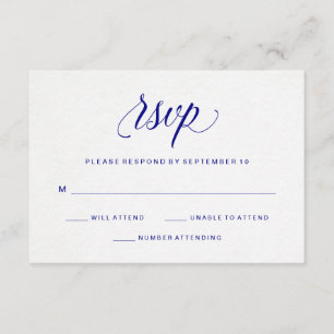 Navy Blue Typografie op Waterverf Paper RSVP Kaartje