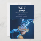 Navy Blue Underwater Jellyfish Nautical Wedding Kaart (Voorkant)