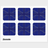 NAvy Blue Union Jack Decor Vierkante Sticker (Vel)