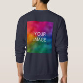 Navy Blue Upload Afbeelding Logo Tekst toevoegen M Trui (Achterkant)