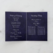 Navy Blue Velvet White Folded Wedding Program Programma (Binnen)
