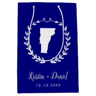 Navy Blue Vermont Map Wedding Welcome Swag Medium Cadeauzakje