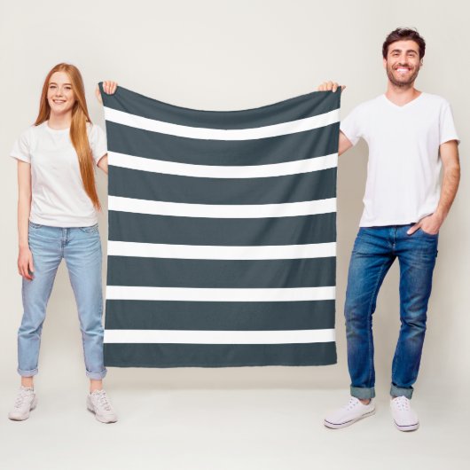 Navy Blue Vertical Stripes Fleece Deken (In situ)