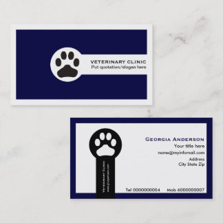 Navy blue Vet/Veterinary Clinic minimalist Visitekaartje