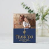 Navy Blue Veterinaire School Afstuderen Dank u Briefkaart (Staand voorkant)
