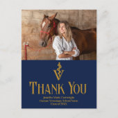 Navy Blue Veterinaire School Afstuderen Dank u Briefkaart (Voorkant)