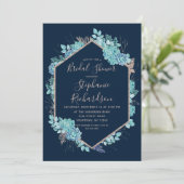 Navy Blue vetplanten bruids douche uitnodiging (Staand voorkant)