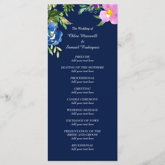 Navy Blue Violet Wedding Program Programma (Voorkant)