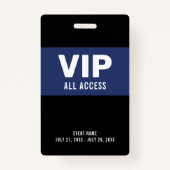 Navy Blue VIP All Access Pass Event ID Badge (Devant)