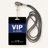 Navy Blue VIP All Access Pass Event ID Badge (Devant avec lanière)