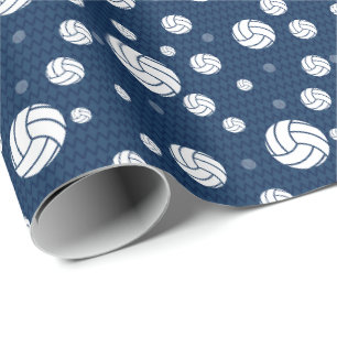 Navy Blue Volleyball Chevron Cadeaupapier